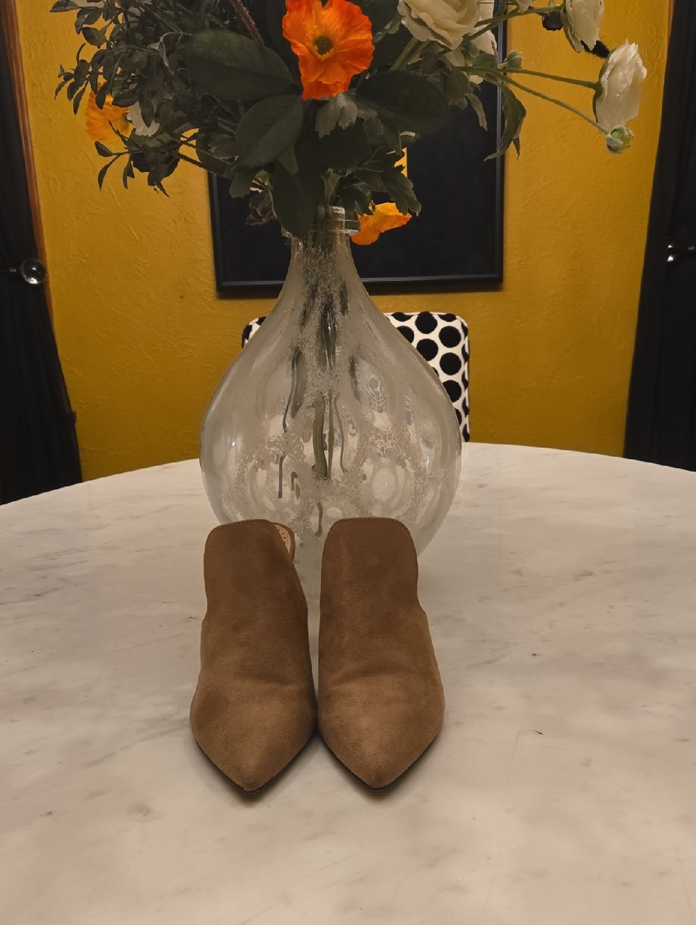 Adrienne Vittadini Brown Suede Pointed Toe Mules